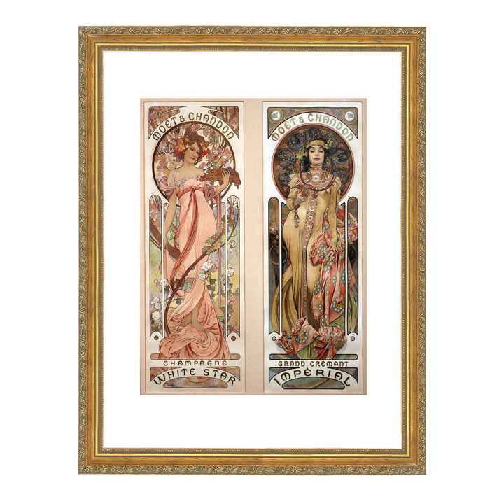 Alfons Mucha poster for Moet et Chandon featuring two women