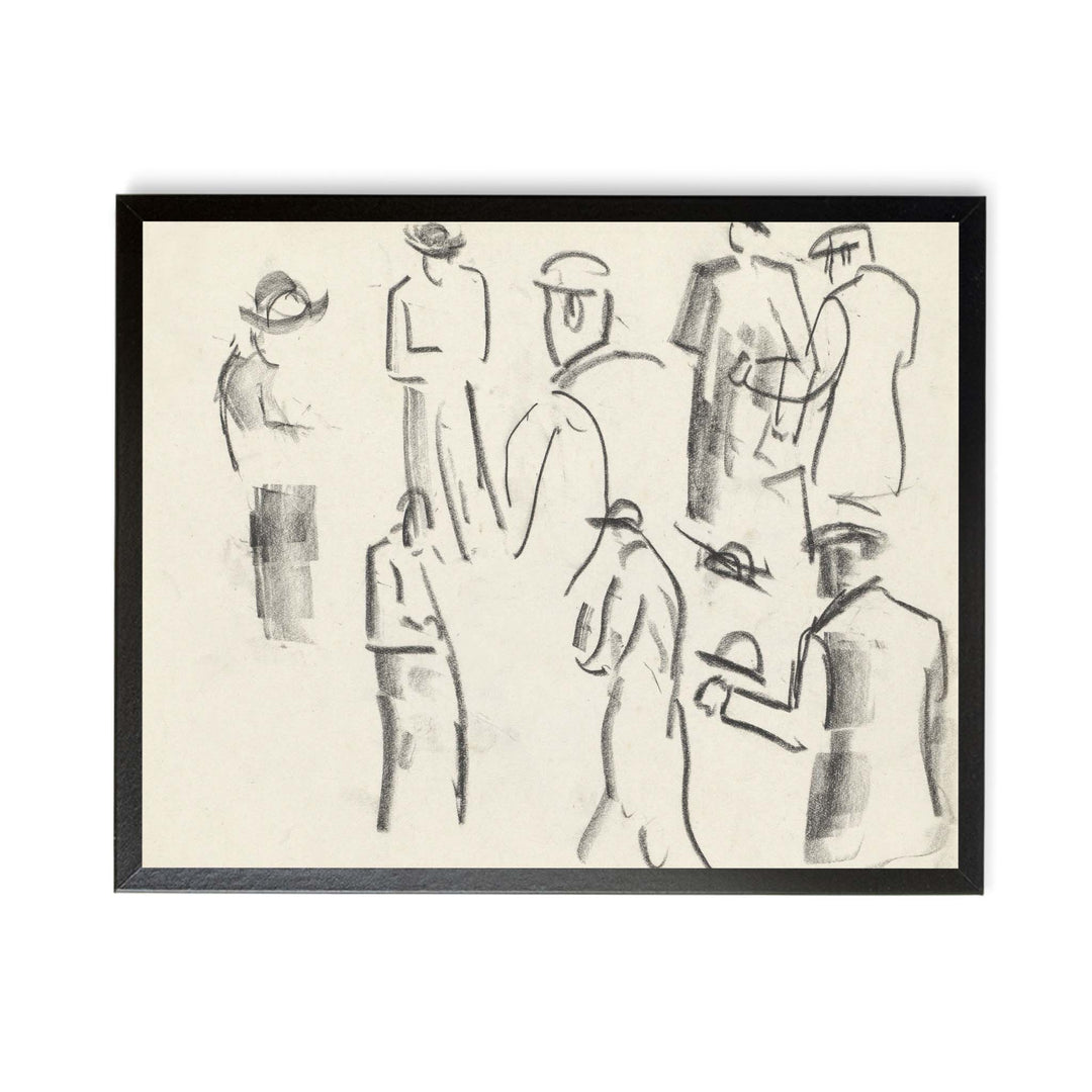 vintage abstract sketch of men in hats on a sepia background