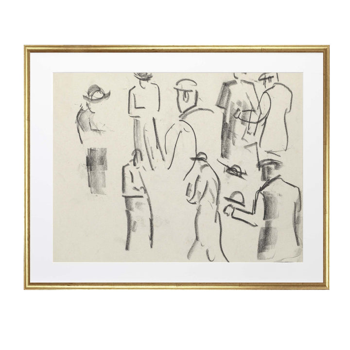 vintage abstract sketch of men in hats on a sepia background
