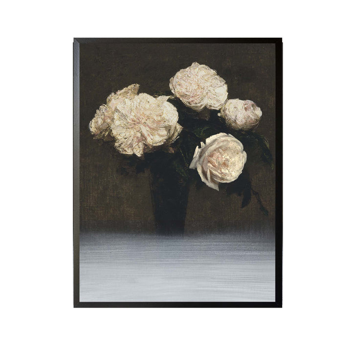 vintage white roses with contemoratry paint effect print