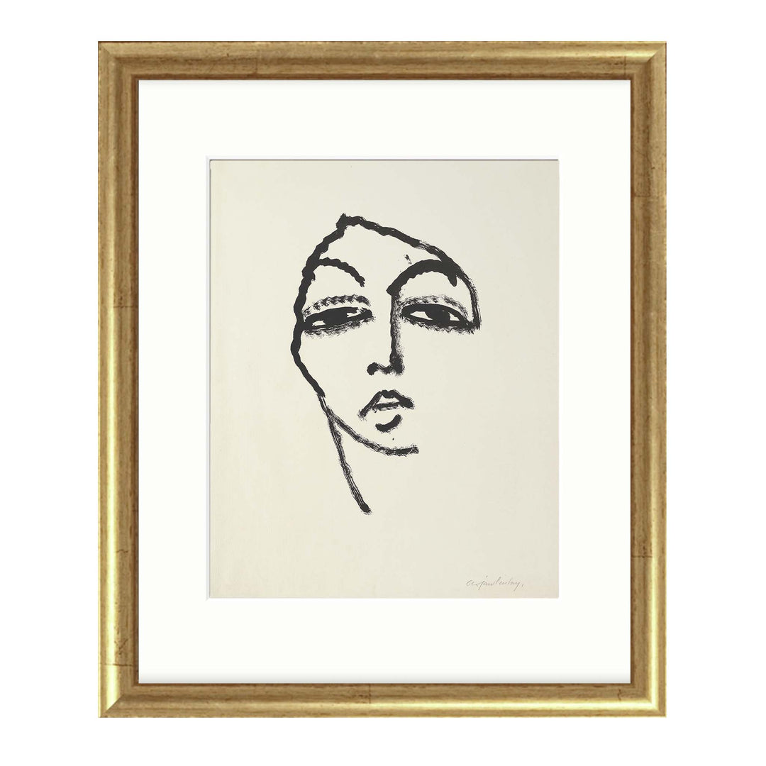 Abstract linet painting of a woman's face