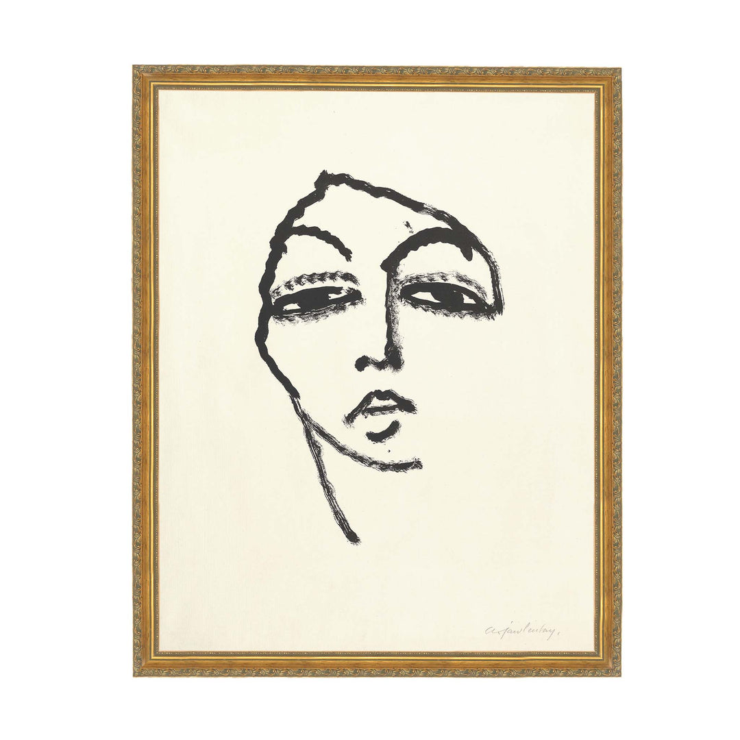 Abstract linet painting of a woman's face