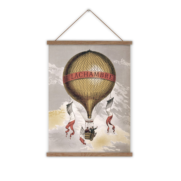 Vintage hot air balloon canvas wall chart