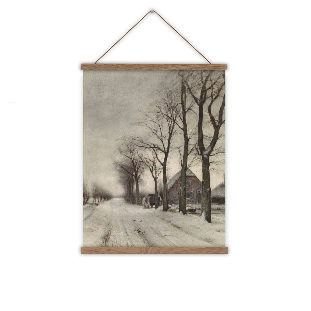 vintage landscape painting - snow lane