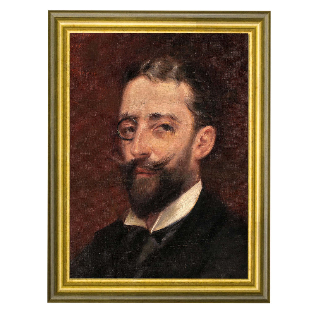 Portrait painting of a man with a moustache