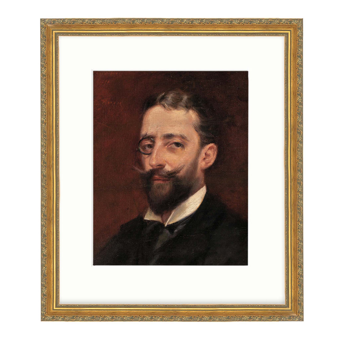 Portrait painting of a man with a moustache