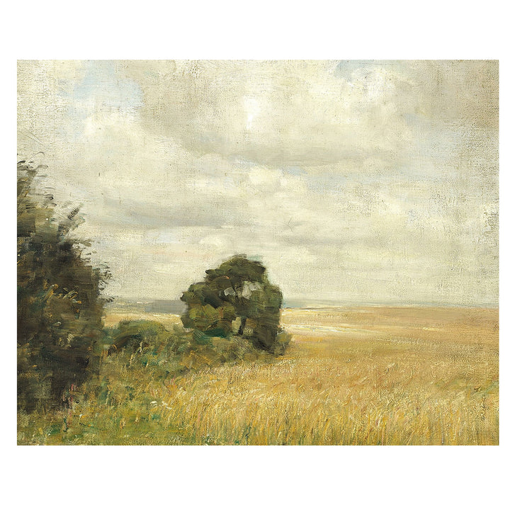 Vintage landscape painting of a wheatfield - Attica Press