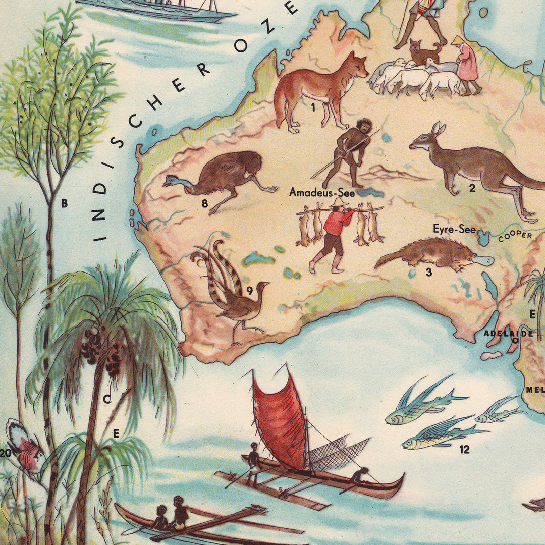 Close up showing the illustration of the map of Australia